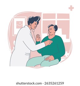 Doctor Examining Patient with Stethoscope Vector Illustration