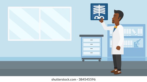 Doctor examining radiograph.