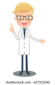 Doctor to explain in a white robe