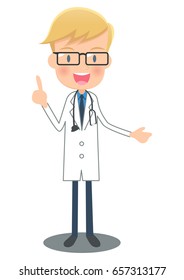 Doctor to explain in a white robe,With a stethoscope