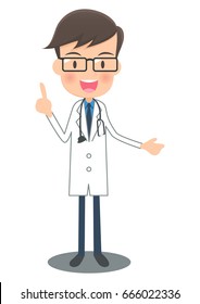 Doctor to explain in a white robe,With a stethoscope