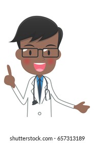 Doctor to explain in a white robe,With a stethoscope,The upper body