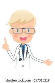 Doctor to explain in a white robe,With a stethoscope,The upper body