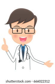 Doctor to explain in a white robe,With a stethoscope,The upper body