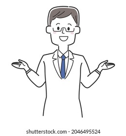 Ein Arzt erklärt mit Gesten