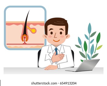 Doctor explaining the hair root