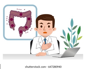 Doctor explaining the large intestine