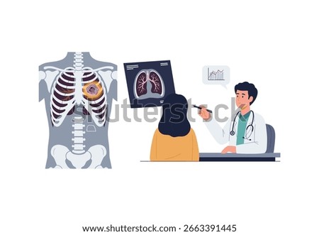 Doctor explaining lung x-ray results to patient