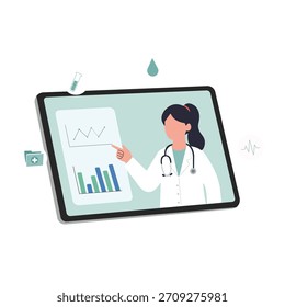 Médico Explicando os Resultados do Teste via Tablet View