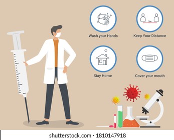 Der Arzt erklärt die Regeln, wie er sich während der Epidemie des Coronavirus verhalten soll