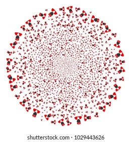 Doctor exploding globula. Object pattern constructed from scattered doctor pictograms as festive circle. Vector illustration style is flat iconic symbols.