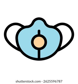 Doctor face mask icon. Outline doctor face mask vector icon color flat isolated
