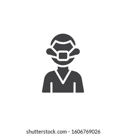 Doctor with face mask vector icon. filled flat sign for mobile concept and web design. Medical doctor avatar glyph icon. Healthcare symbol, logo illustration. Vector graphics