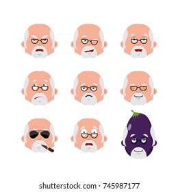 Doctor face set. sleeping and evil emotion avatar. bewildered and sad Physician emoji. fear and happy icon. serious and winks. Vector illustration