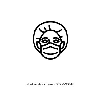 Doctor face vector isolated outline icon. Doctor face vector icon illustration