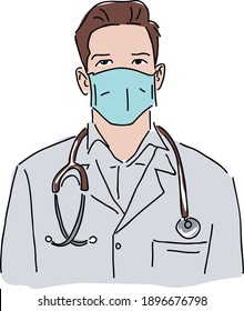 Doctor with Facemask Vector illustration