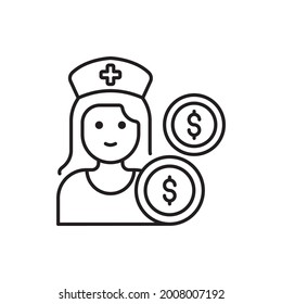Doctor fee  vector outline icon style illustration. EPS 10 File Nursing and Midwifery symbol
