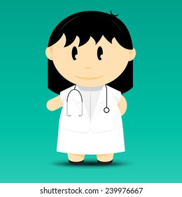 Doctor female in cartoon style