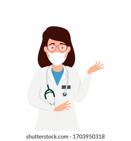 doctor female with face mask isolated icon vector illustration design