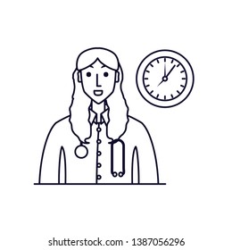 doctor female professional with clock time