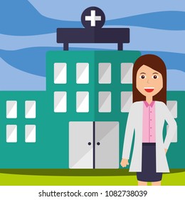doctor female staff professional hospital building