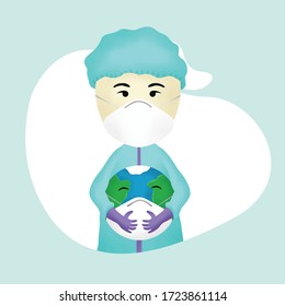 doctor fighting coronavirus concept. vector illustration