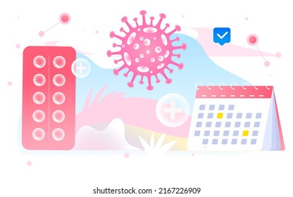 Doctor Is Fighting Virus, Caring For Women's Health, Vector Illustration