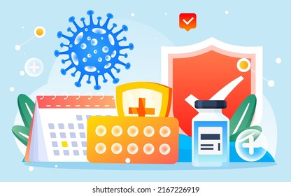 Doctor Is Fighting Virus, Caring For Women's Health, Vector Illustration