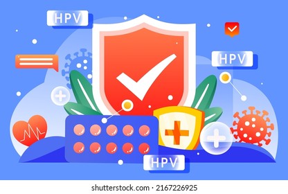 Doctor Is Fighting Virus, Caring For Women's Health, Vector Illustration