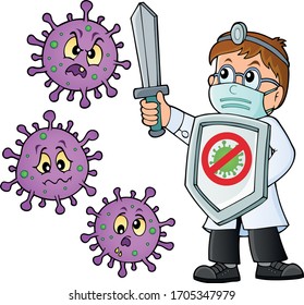 Doctor fighting virus theme image 3 - eps10 vector illustration.
