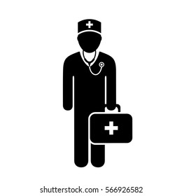 Doctor figure vector icon illustration on white background. Doctor pictogram clip art.