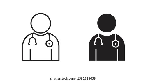 Doctor filled and outlined icons vectors on white background