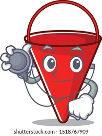 Doctor fire bucket mascot shape on cartoon