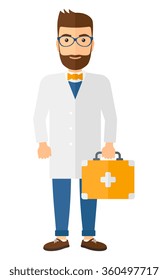 Médico con caja de primeros auxilios.