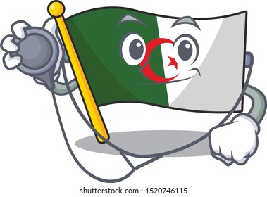 Doctor flag algeria cartoon isolated the mascot