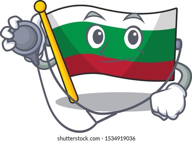 Doctor flag bulgarian hoisted on cartoon pole