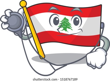 Doctor flag lebanon mascot isolated the cartoon