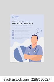 Doctor flat character flyer template