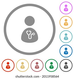 Doctor flat color icons in round outlines on white background