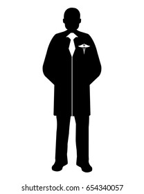 Doctor flat icon. Service 911. Silhouette Vector illustration.