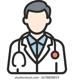 Flachsymbol des Arztes. Doktorsymbol geeignet für Web- und mobile Anwendungen