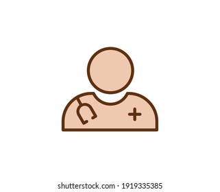 Icono plano del doctor. Señales de línea delgada para el logotipo de diseño, tarjeta de visita, etc. Símbolo de esquema único de alta calidad para diseño web o aplicación móvil. Pictograma de contorno médico.