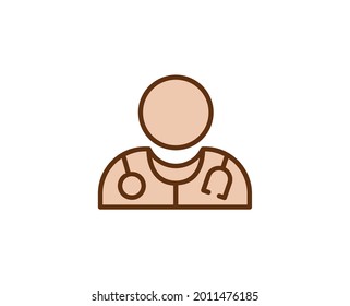 Doctor flat icon. Thin line signs for design logo, visit card, etc. Single high-quality outline symbol for web design or mobile app. Medical outline pictogram.