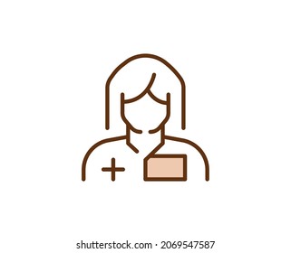 Icono plano del doctor. Señales de línea delgada para el logotipo de diseño, tarjeta de visita, etc. Símbolo de esquema único de alta calidad para diseño web o aplicación móvil. Pictograma de contorno médico.