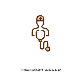 Icono plano del doctor. Señales de línea delgada para el logotipo de diseño, tarjeta de visita, etc. Símbolo de esquema único de alta calidad para diseño web o aplicación móvil. Pictograma de contorno médico.