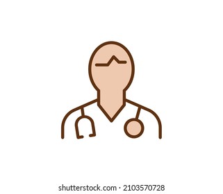Doctor flat icon. Thin line signs for design logo, visit card, etc. Single high-quality outline symbol for web design or mobile app. Medical outline pictogram.