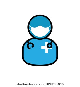 Icono plano de doctor con máscara. vector de plantilla de diseño