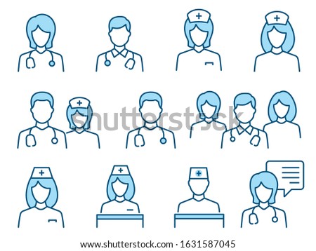 Doctor flat line icons. Editable Stroke. Change to any size and any colour.
