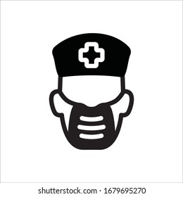 Doctor flu mask vector icon. Medicine mask flat sign design. Face of Doctor with mask symbol pictogram