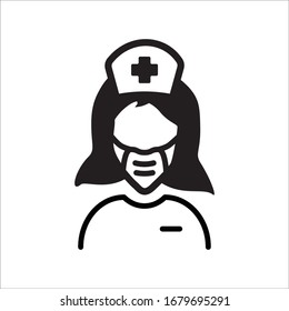 Doctor flu mask vector icon. Medicine mask flat sign design. Face of Doctor with mask symbol pictogram